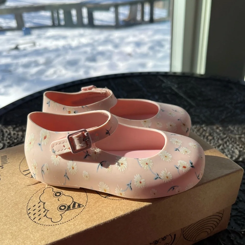 🌸MINI MELISSA BB BALLERINAS DORA BABY PINK WHITE SHOES 7